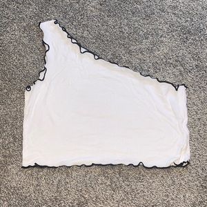 SHEIN one-shoulder lettuce trim top